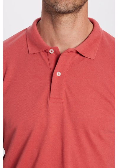 Tudors Erkek Slim Fit Dar Kesim Pamuklu Yumuşak Dokulu Serin Tutan Kumaş Düz Pike Polo Yaka Tişört-31689 KIREMIT