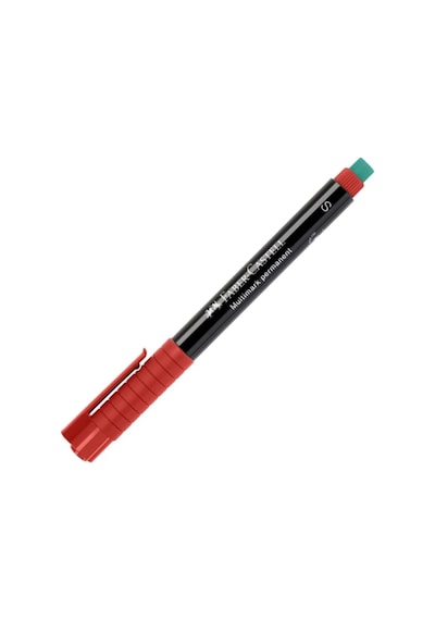 Faber-castell Permanent Asetat Ve Cam Kalemi S Uç 0.4 Mm Kırmızı - 10 Adet Toptan Paket