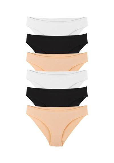 Sensu Kadın Beli Lastikli 6'lı Slip Külot Çok Renkli Karışık