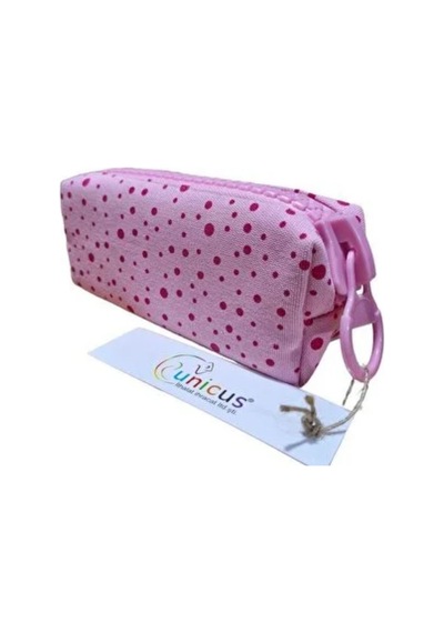 Unicus Big Zip Puantiyeli Keten Kalemkutu 921-pembe Fermuar Çok Renkli