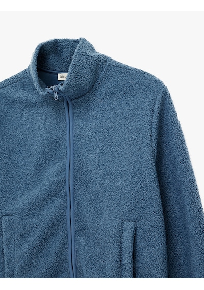 Koton Dik Yaka Uzun Kollu Cepli Fermuarlı Oversize Peluş Bomber Ceket Mavi 6wmg60027ık Koton Dik Yaka Uzun Kollu Cepli Fermuarlı Oversize Peluş Bomber Ceket Mavi 6wmg60027ık