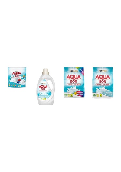 Aquabor Doğal Mineralli Tablet + Sıvı Beyaz + 4 Kg Renkliler + 4 Kg Beyaz 4 Lü Set 19344109
