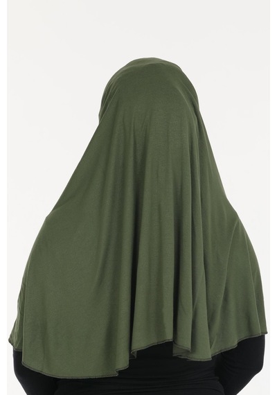 Peçeli Hazır Türban Pratik Şal Hijab Namaz Örtüsü Haki