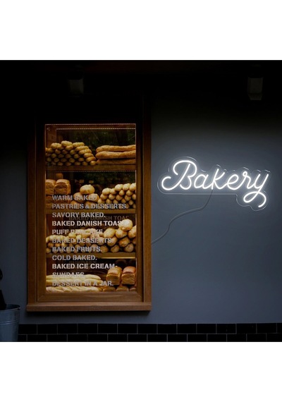 Bakery Yazılı Neon Tabela Beyaz