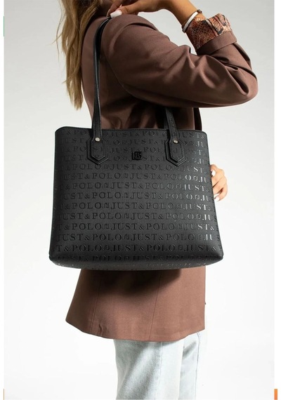 Just Polo Kadın Gofraj Baskılı Büyük Boy El Çantası 4028 Yeşil - Camel