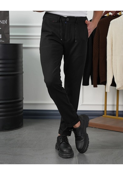 Modefendi Pamuk Likra Slim Fit Jogger Pantolon Siyah