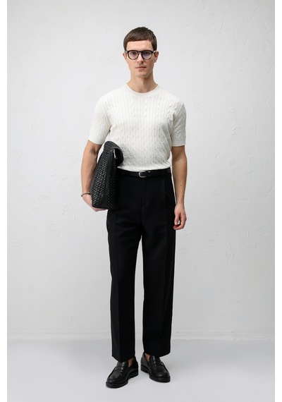 Antioch Pileli Relaxed Fit Erkek Pantolon Siyah