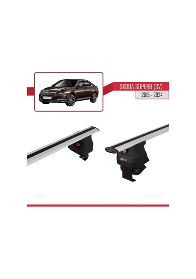 Skoda Superb 3v 2015 Ve Sonrası İle Uyumlu Ace-4 Ara Atkı Tavan Barı Gri