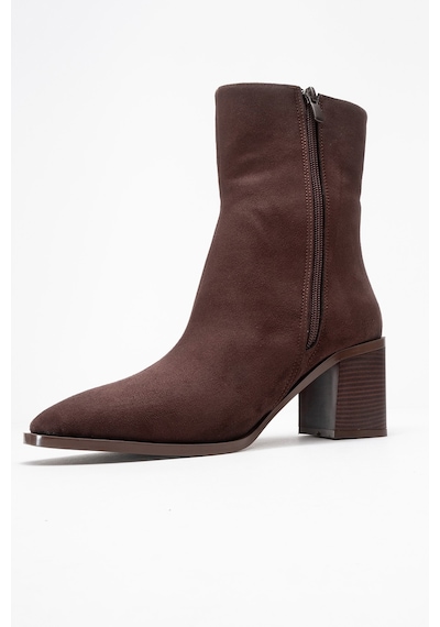 Luvishoes Sıena Kahverengi Süet Kadın Kalın Topuklu Bot Kahverengi