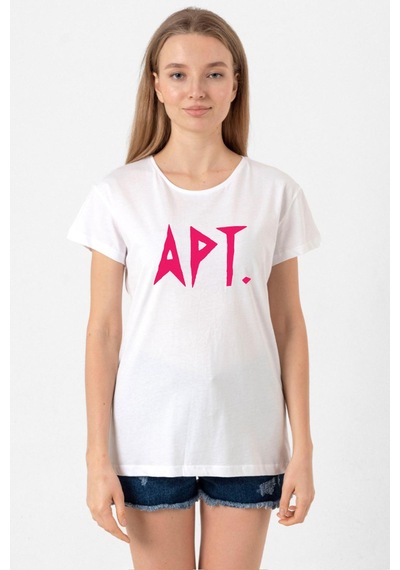 Blackpink Apt Beyaz Kadın Bisikletyaka Tshirt Beyaz