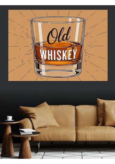 Old Whiskey Klasik Tasarım Dekoratif Kanvas - Mdf Ahşap Tablo