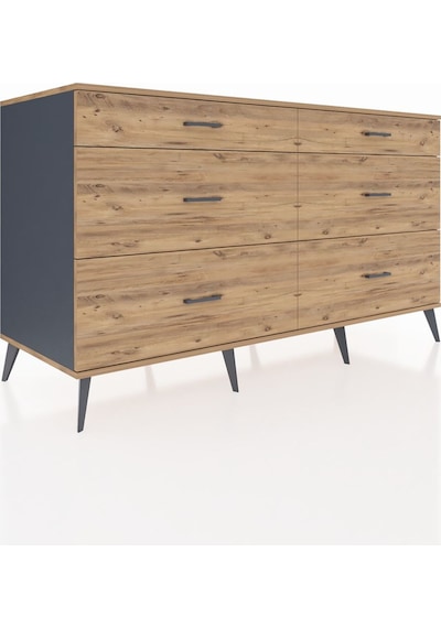 Kronos Konsol 6 Çekmeceli 176x59x99 Antrasit-çam Antrasit-çam