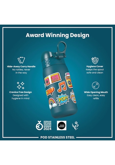 Ion8 - Paslanmaz Çelik Çocuk Suluk - Çıkartmalar - 400 Ml - Sızdırmaz Çok Renkli