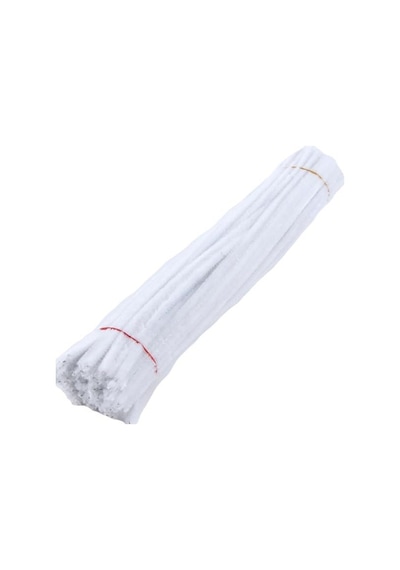 75 Adet Kırmızı, Beyaz, Koyu Yeşil Renkli Şönil , Çiçek Yapım Seti, Tüylü Tel, 30 Cm, Peluş Tel