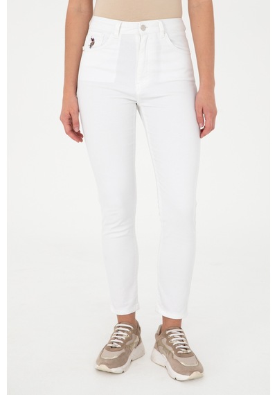 U.S. Polo Assn.  Kadın Beyaz Slim High Waist Fit Jean Pantolon 50288512-DN0015