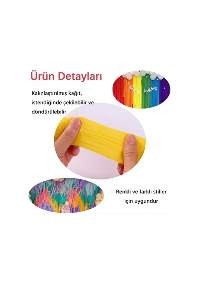 Sarı Şerit Krapon Kağıdı Rulosu, Çiçek Yapım, Parti, El İşi Süsleme Kağıdı, 6 Adet, 4.5 Cm X 22metre