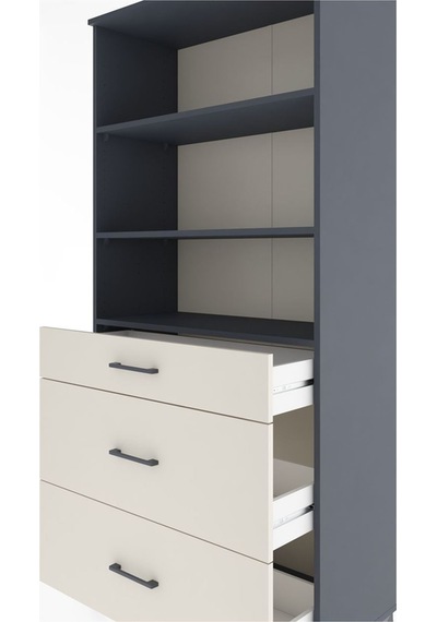 Hyperion Dolap 3 Raflı 3 Çekmeceli 88x44x195 Antrasit-aytaşı Antrasit