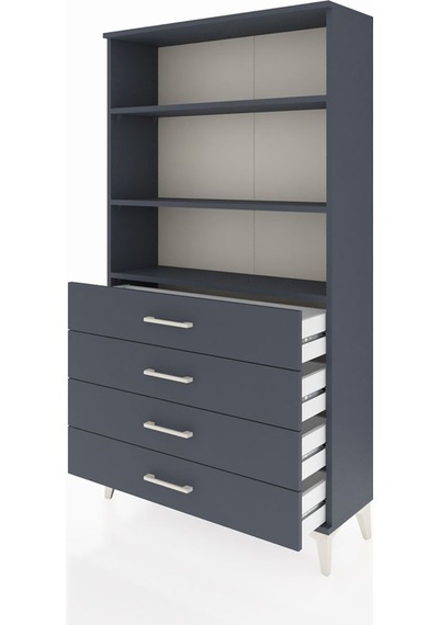 Arges Dolap 3 Raflı 4 Çekmeceli 88x30x163 Antrasit-antrasit Antrasit