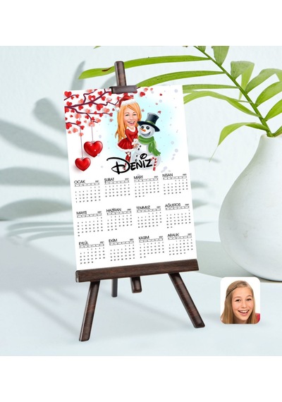 Kişiye Özel 15X21 Cm Fotoğraf Kartlı Kadın Yeni Yıl Karikatürlü Ş N11.117