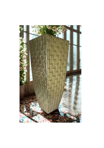 Msl-219 Metal Dekoratif Vazo 100x37x39,5x22 Cm Büyük Boy Modern Şık Salon Vazo Altın