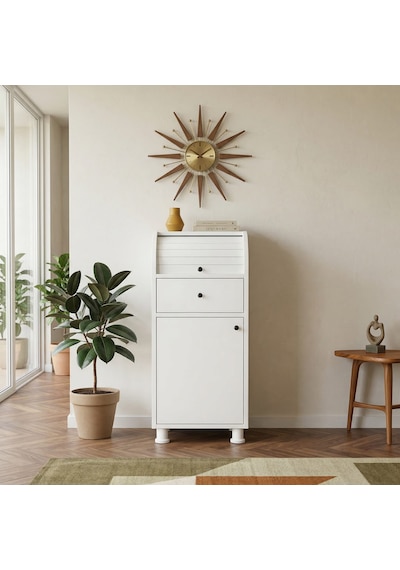 %100 Mdf Çekmeceli Ve Raflı Ekmeklik Dolabı - Kaydırmaz Kulplu Beyaz %100 Mdf Çekmeceli Ve Raflı Ekmeklik Dolabı - Kaydırmaz Kulplu Beyaz