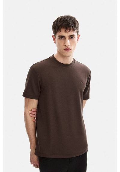 Backandbond Kahve Regular Fit Basic Bisiklet Yaka Tişört
