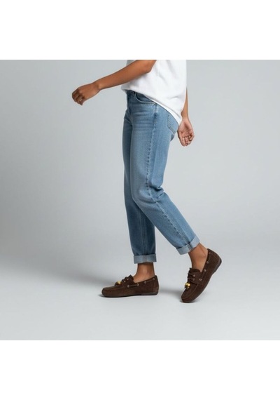 Ne&ve Shoes Kahve Süet Hakiki Deri Boncuklu Makosen Kadın Kolej Loafer Kahverengi