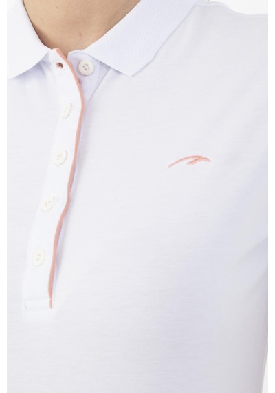 Maraton Sportswear Regular Kadın Polo Yaka Kısa Kol Basic Beyaz T-Shirt 19020-Beyaz
