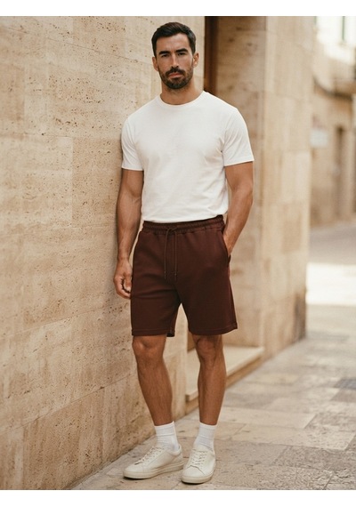 Maccali Erkek Bordo Waffle Dokulu Bermuda Şort