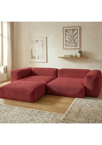 Relax Köşe Koltuk Takımı Sünger Koltuk Kanepe Divan Kırmızı