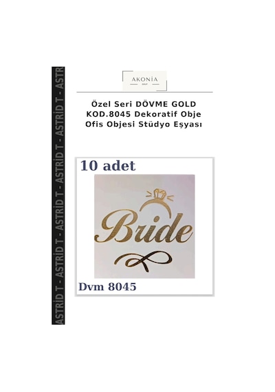 Özel Seri Dövme Gold Kod.8045 Dekoratif Obje Ofis Objesi Stüdyo Eşyası