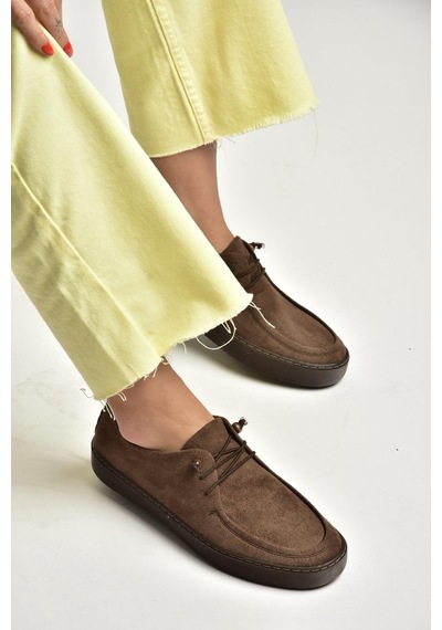 Fox Shoes Y602170902 Kahverengi Süet Bağcıklı Casual Ayakkabı Kahverengi