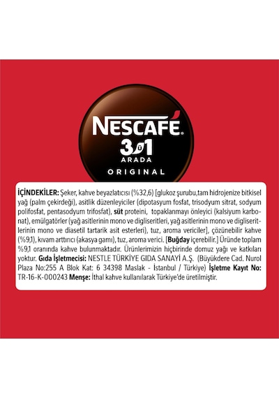 Nescafe 3ü1 Arada Orijinal Kahve 17,5 Gr X 40 Adet Çözünebilir