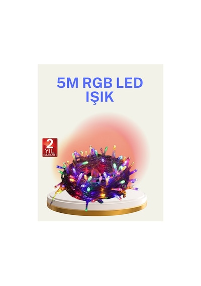 Şeffaf Kablolu 50 Ampullü 5 Metre Led Işık Dekoratif Aydınlatma Diğer