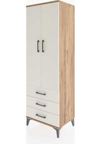 Hyperion Dolap Tek Raflı 3 Çekmeceli Tek Askılı 60x44x182 Çam-aytaşı Atlas Çam