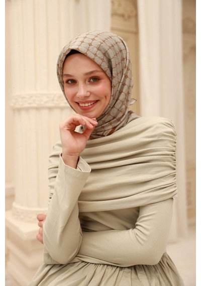Silk Home Olinda Eşarp 48004-90 Gri, Çikolata Kahve