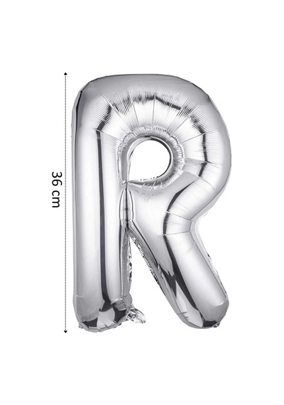 Folyo Balon R Harfi Helyum Balon 36 Cm Gümüş Renk - R Harf Balon - Harf Folyo Balon Silver Ballon Çok Renkli