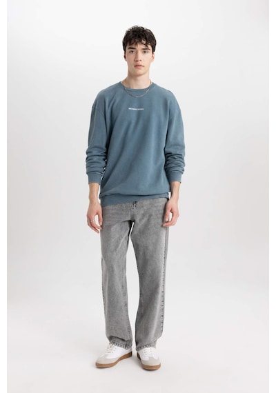 DeFacto Comfort Regular Fit Rahat Kalıp Bisiklet Yaka Sırt Baskılı Yıkamalı Soluk Efektli Sweatshirt - C1664AX24SPIN212