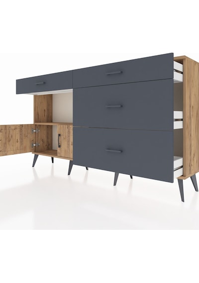 Arges Konsol Tek Raflı 4 Çekmeceli 2 Kapaklı 176x30x99 Çam-çam/an Çam-çam/antrasit Arges Konsol Tek Raflı 4 Çekmeceli 2 Kapaklı 176x30x99 Çam-çam/an Çam-çam/antrasit