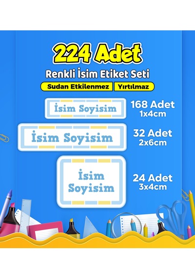 Okul Kreş Kişiye Özel İsim Etiket Seti - Model 591 Çok Renkli