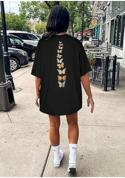 Hazego Bisiklet Yaka Baskılı T-shirt - Siyah