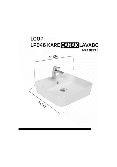 Creavit Loop Kare İnce Çanak Lavabo 45 Cm Mat Beyaz Lp046-00mb00e-0000