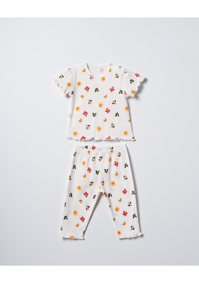 Hafy Baby Güneş Ve Çiçek Baskılı, Pamuklu, Kız Bebek/ Çocuk Pijama Takımı Çok Renkli