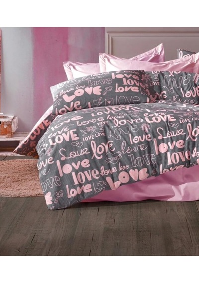 Lexroo Denizli Çeyiz Tek Kişilik Çocuk Nevresim Takımı Love Pembe