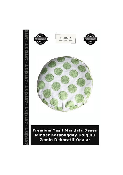 Premium Yeşil Mandala Desen Minder Karabuğday Dolgulu Zemin Dekoratif Odalar