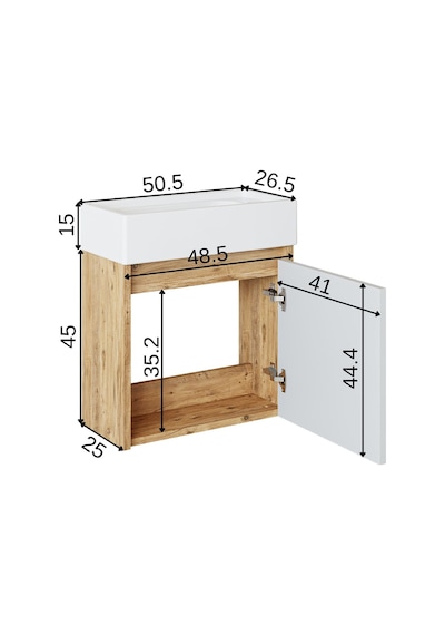 Roomart Ayaksız Tek Kapaklı Lavabolu AtLANTİK-Beyaz 50 Cm Banyo Atlantik Çam - Beyaz Roomart Ayaksız Tek Kapaklı Lavabolu AtLANTİK-Beyaz 50 Cm Banyo Atlantik Çam - Beyaz