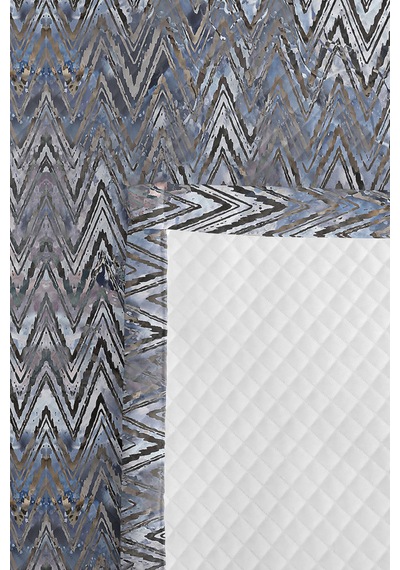 Mavi Gri Geometrik Genç Odası Tek Kişilik Pike Takımı-modern Zigzag 160x220 Cm Kapitone Yatak Örtüsü Haki