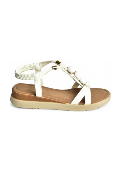Fox Shoes Y274801509 Beyaz Boncuklu Kadın Sandalet