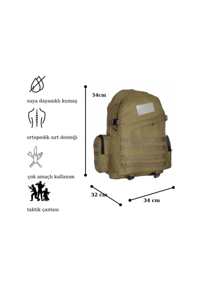 Lightighm 65 L Askeri Tactical Dağcı Kamp Trekking Koyu Çöl Askeri Sırt Çantası - Çöl Rengi