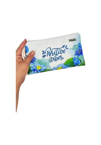 Positive Lotus Çiçeği Kalem Kutusu Yıkanabilir Bez Kalemlik